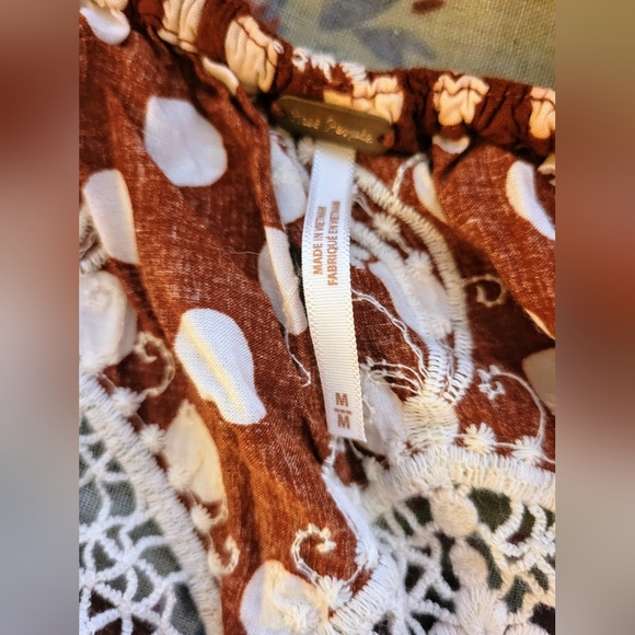 Free People Lunch Date Rust Polka Dot Adjustable Boho Halter Top, Babydoll M EUC - Picture 14 of 15